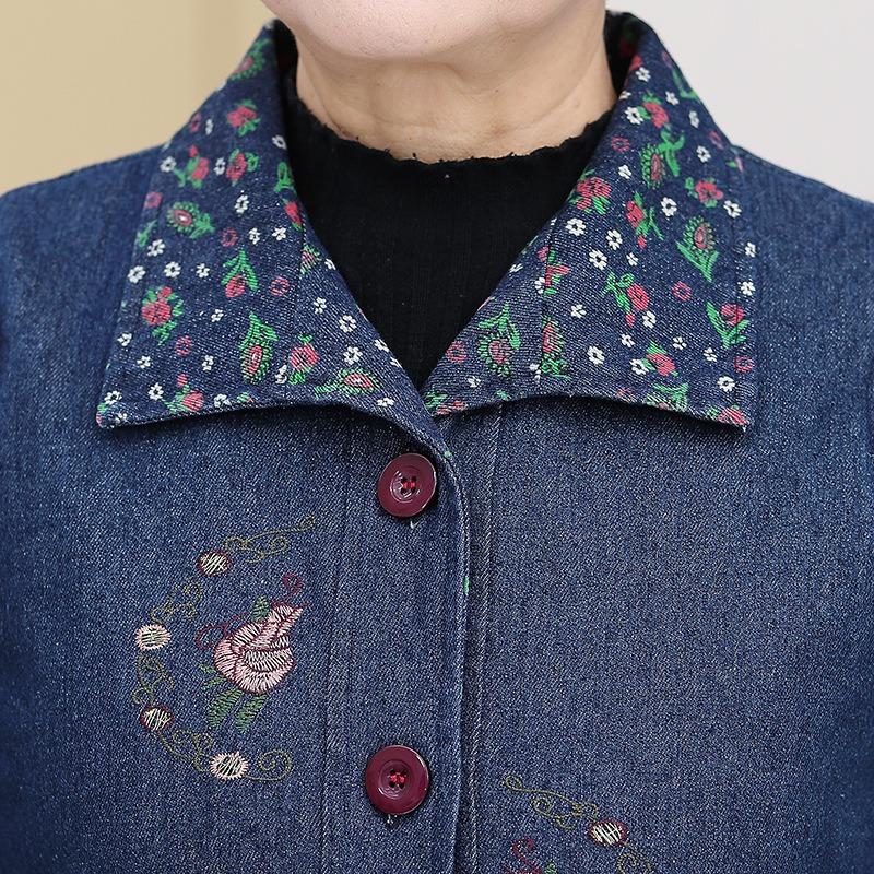 Vest Women's Spring Denim Vest Vest Old Lady Wearing Vest Thin