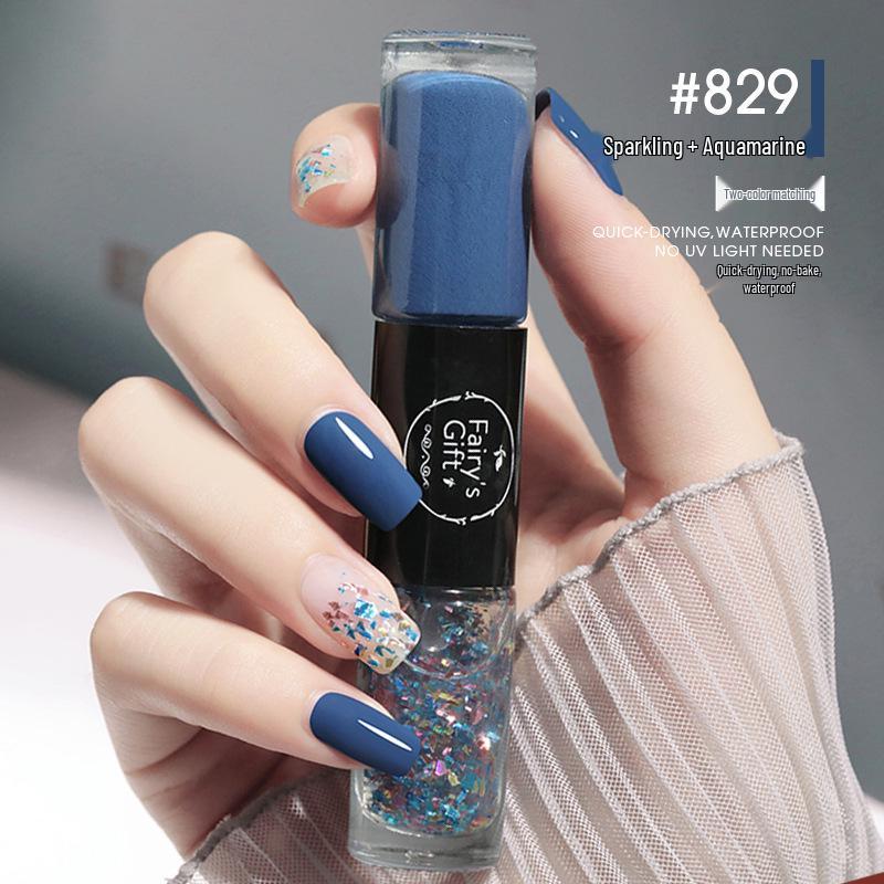 Dual-Color No-Bake Quick-Dry Waterproof Nail Polish - Long-Lasting & Non-Peeling for Autumn/Winter