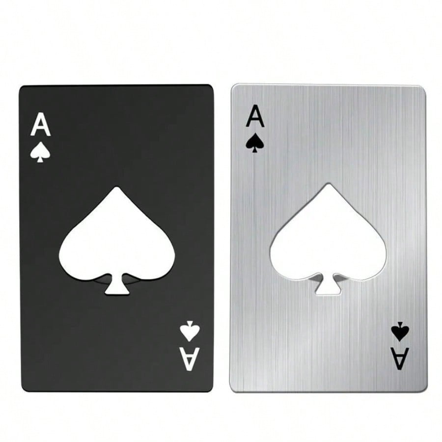 2pcs Beer Starter Spade A Credit Card Bottle Opener Creative Playing Card Shape Stainless Steel Home Tools Bottle Starter