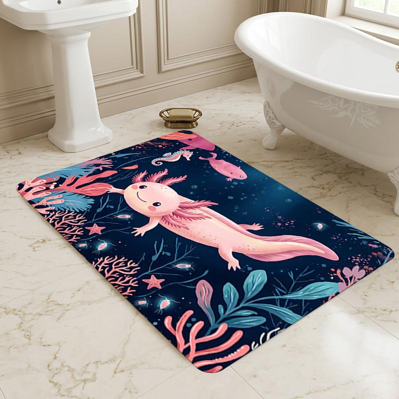 Axolotl Ozean Wohnzimmer Rutschfester Bereichsteppich Weicher Teppich für Schlafzimmer Spielzimmer Sofa Büro Heimdekoration Fußmatte Weihnachtsgeschenk C92929