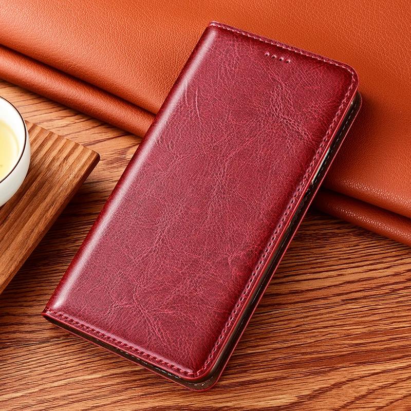 Phone Case for Samsung Galaxy S25 S24 S23 S22 S21 S20 FE Ultra Plus Edge Crazy Horse Genuine Leather Magnetic Flip Cover
