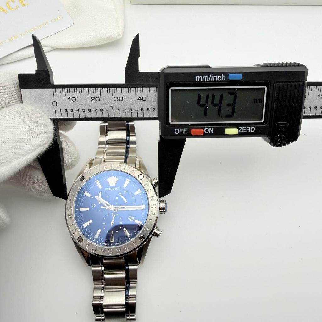 Used Good Condition VERSACE Versace Versace V-Chrono VEHB00519 Blue Date Chronograph Working Item Quartz Men's Watch Finest Medusa