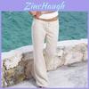 Casual Womens Linen Wideleg Trousers Featuring Smooth Plain Design And Versatile Summer Style