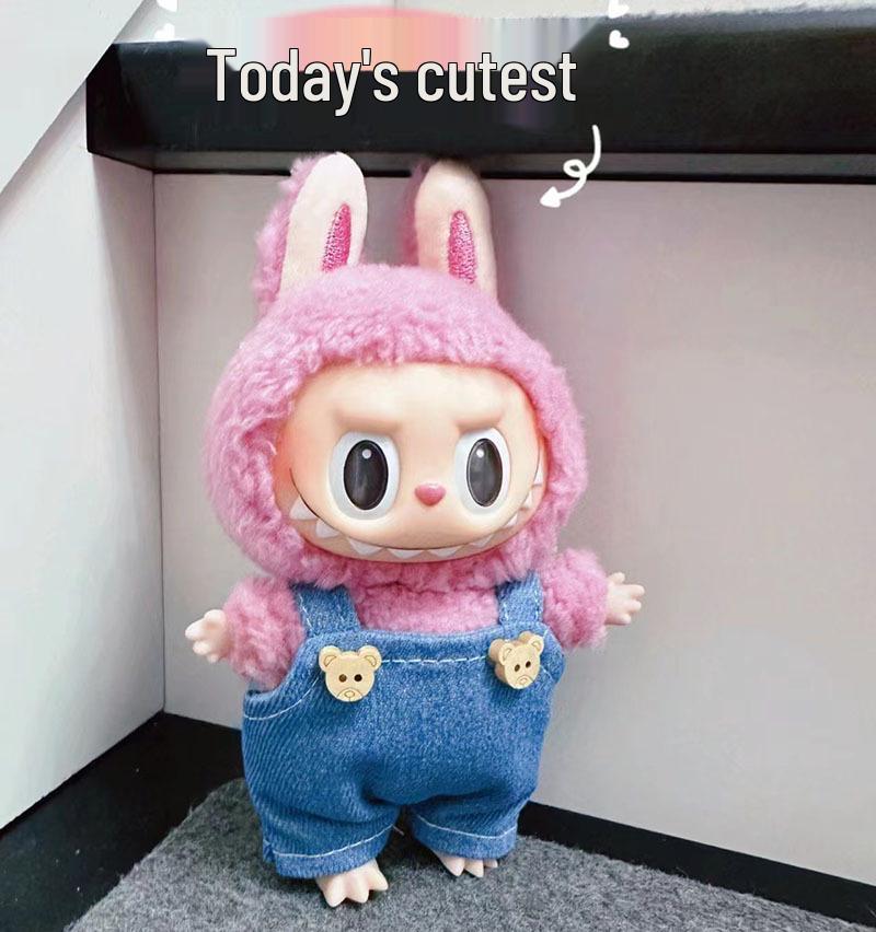 17cm Labubu Doll Clothes: Ice Cream Overalls - Cute Pendant Blind Box