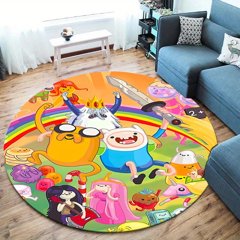 Adventure Time Round Area Rug,Carpet Rug for Living Room Bedroom Sofa Playroom Decor,Non-slip Floor Mat