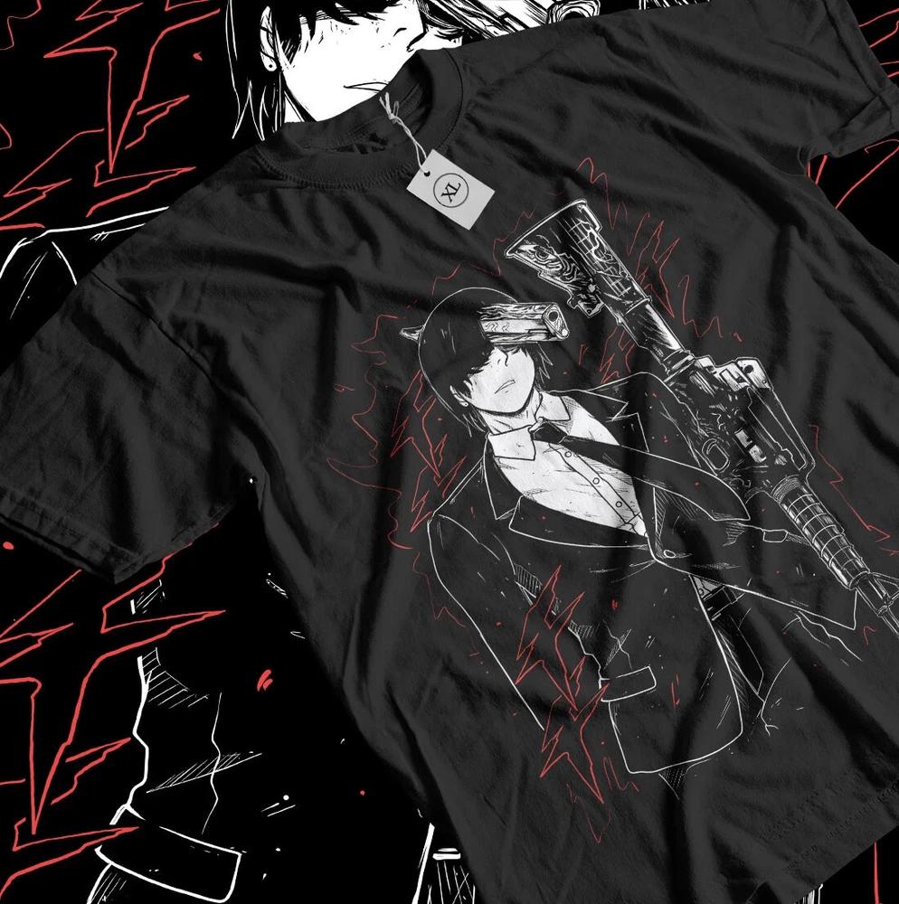 Anime Chainsaw Unisex Darkness Devil Aki Hayakawa Graphic Black TShirt All Size S