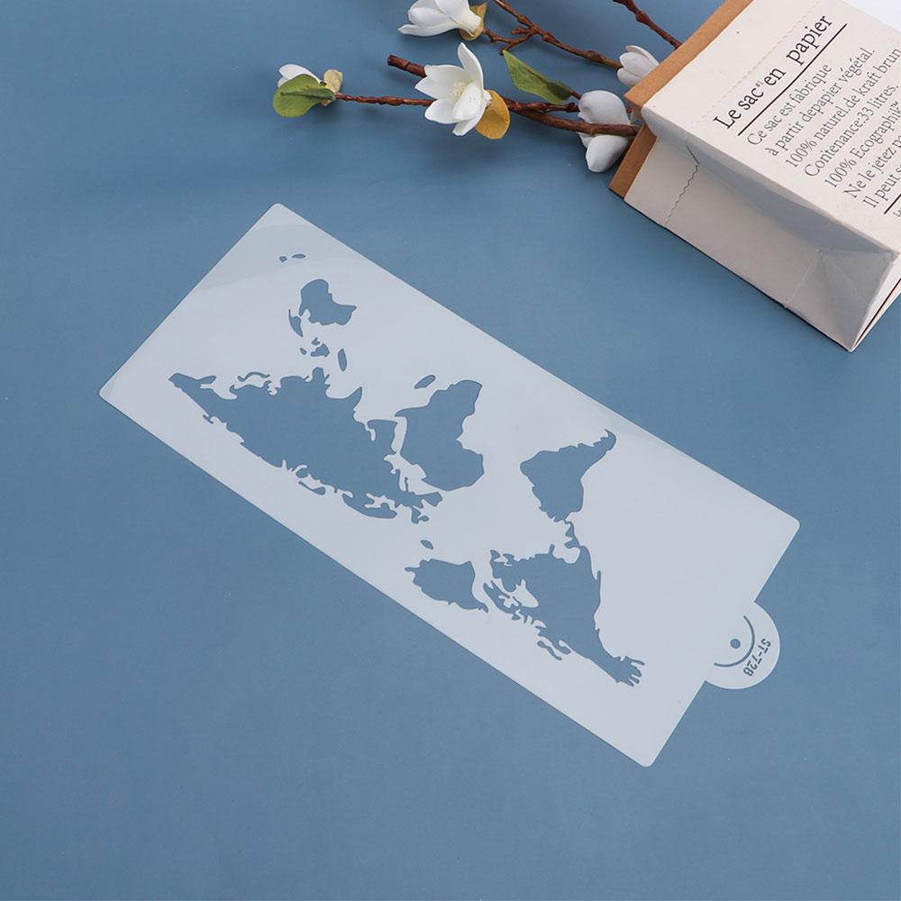 Cake Border DIY Template Plastic Art Fondant Molds Cake Stencil Cake Decorating Tool World Map