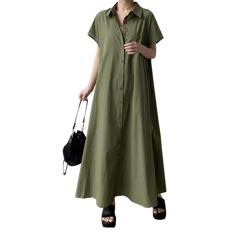 Short Sleeved Dress Women's Lapel Casual Shirt Dress