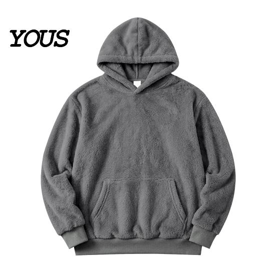 Bequeme Hauskleidung Herren Plüsch Hoodie, Teddy Fleece Pullover Sweatshirt mit Kängurutasche, Lockerer Weicher Samt Kapuzenpullover Passform Flauschig Warm Winter