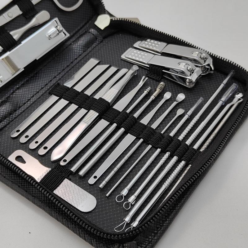 30-Piece Stainless Steel Manicure & Pedicure Set with Nail Clippers, Eyebrow Tweezers, and Blackhead Tools