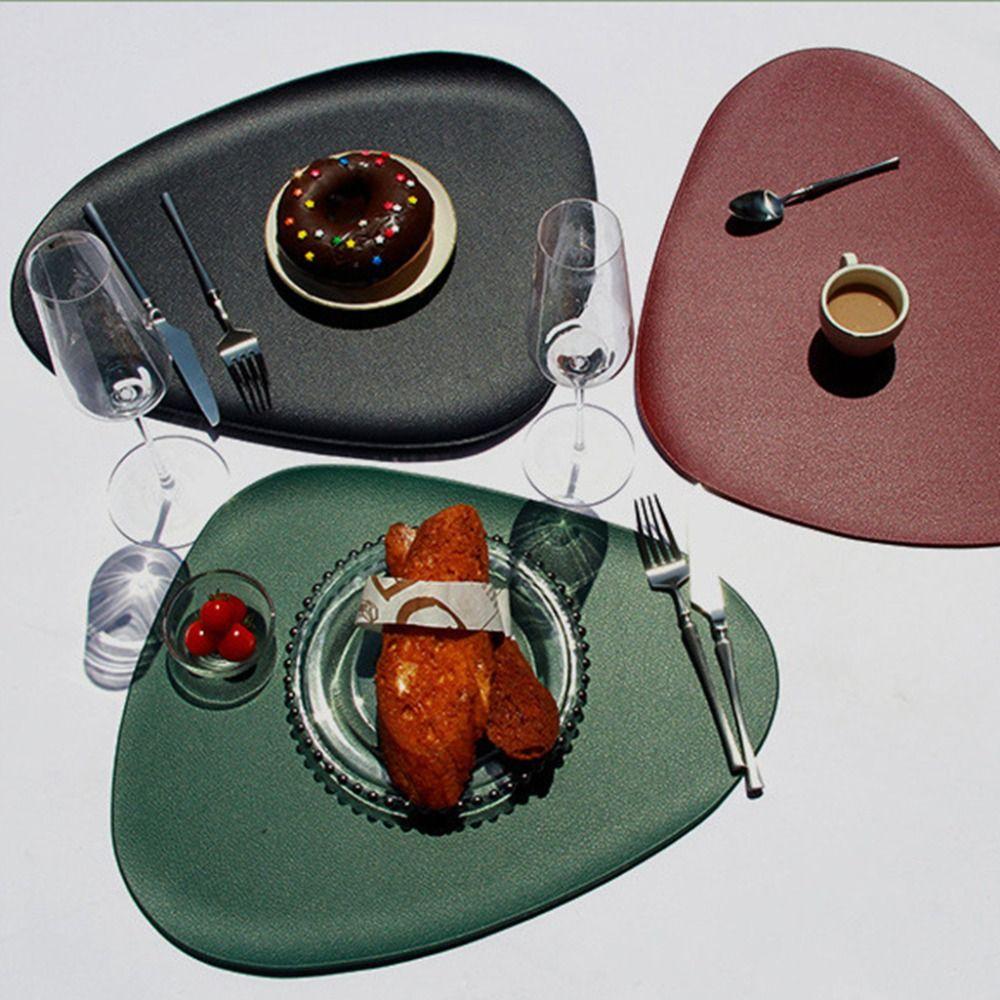 

Creative Solid Color Table Mat Durable Triangular Tableware Mat PU Leather Placemat Christmas