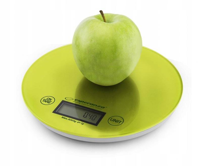Waga Kuchenna Elektroniczna Okrągła Lcd Do 5Kg Tara Dokładna Zielona