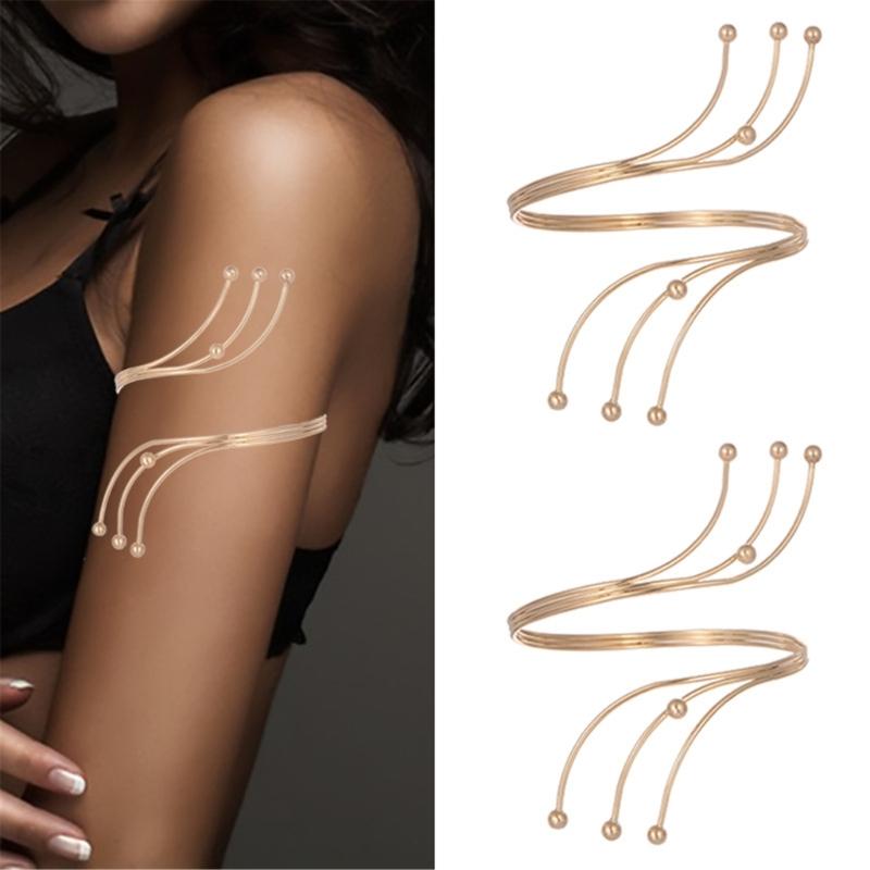 Adjustable Metal Open Bangle Bracelet For Women Fashionable Upper Arm Bracelet Arm Jewelry for Evening Party Banquet