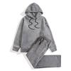 Men's Color Hooded Pullover Sweatshirt With Letter Printed Pants Set