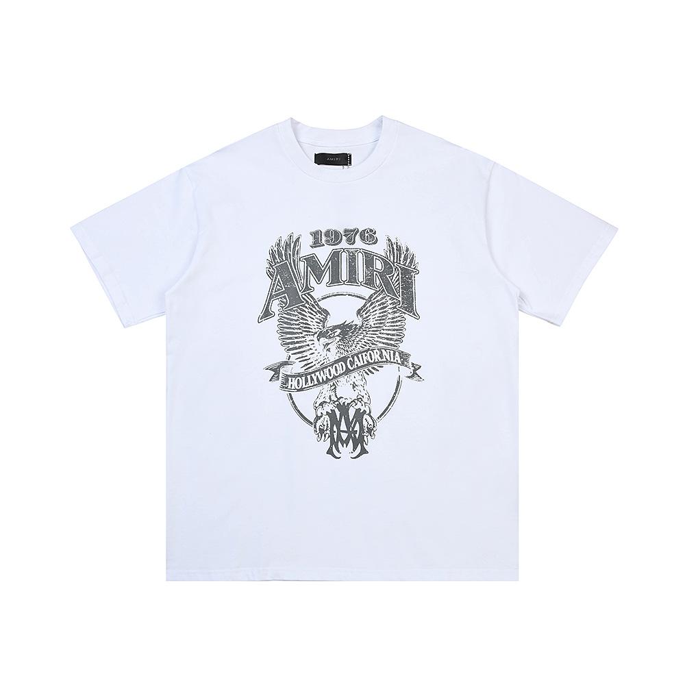 AMIRI Color Gradient Letter Cotton Short Sleeve Shirt White A529