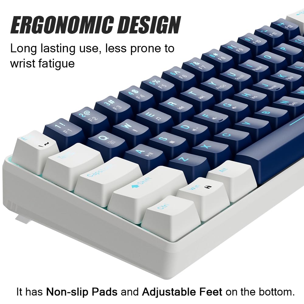 abucow Mechanical Gaming Red Full Simultaneous Key 61 Interchangeable Ergonomic Compatible and 60% Keyboard, Switches, Wired, Compact, Anti-Ghosting,