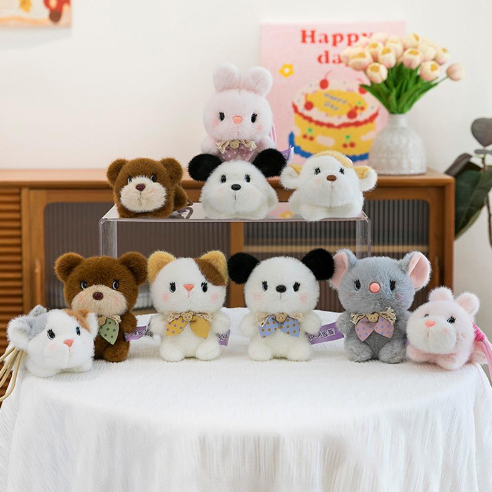Mouse Cat Plush Toy Keychain Rabbit Dog Plush Doll Keychain Cute Animal Doll Pendant  Home Decor