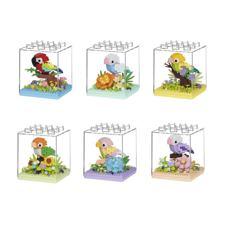 Idea Lovely Animal Nanobricks Micro Diamond Block Cute Birds Park Set Parrot Model 3D Walls Brick Construction Toys For Kid Gift