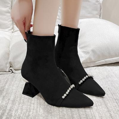 Stivali Chelsea con Tacco Alto alla Moda Donna Punta Sottile Scarpe 2025 Inverno Nuovi di Zecca Lusso Scarpe con Tacco per Feste Stivali da Neve Donna