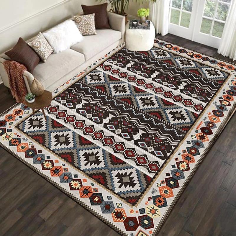 Ethnic Geometric Pattern Area Rug Collection Bohemian Style Abstract Design Floor Mat For Living Room Bohemian Home Decor