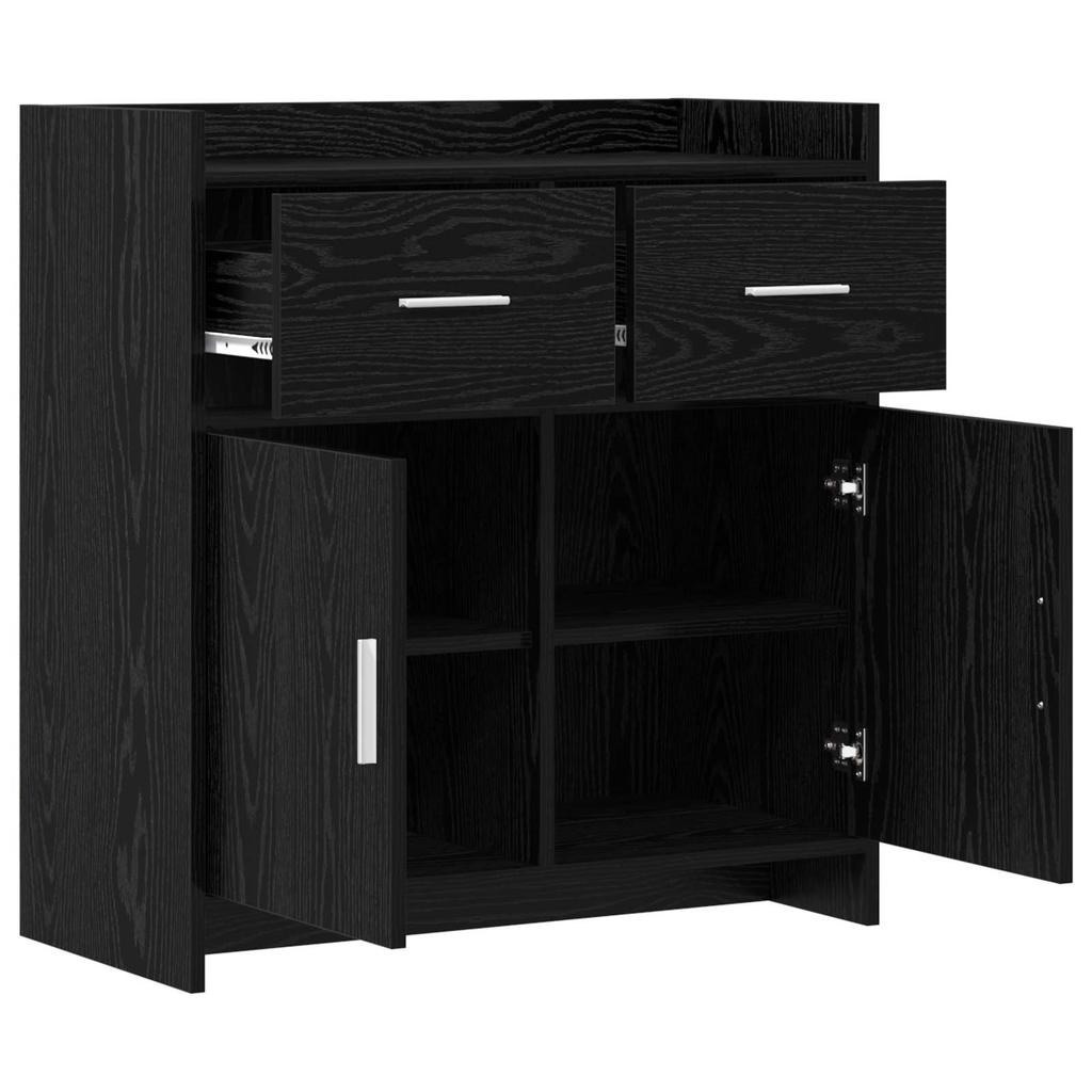 Sideboard in Black Oak Finish 75 x 36 x 80 cm Particleboard