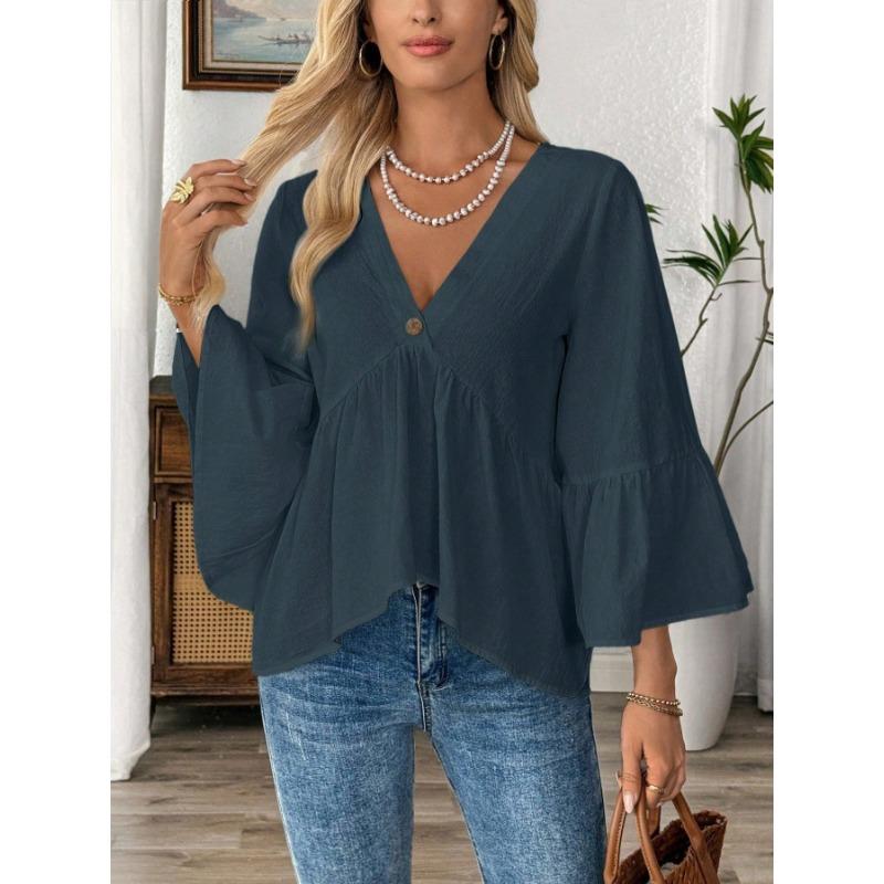 BITCED Moda Donna Casual Manica Lunga Scollo a V Bluse e Camicie