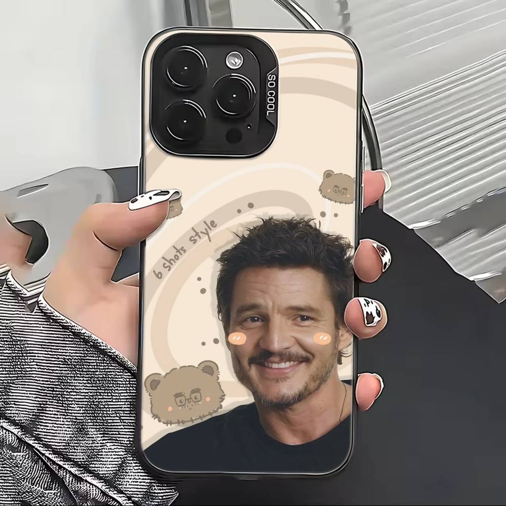 P-Pedro Pascal Actor Phone Case For iPhone 17,16,15,14,13,12,11 Plus,Pro Max,XS,Colorful Silver Black Cover