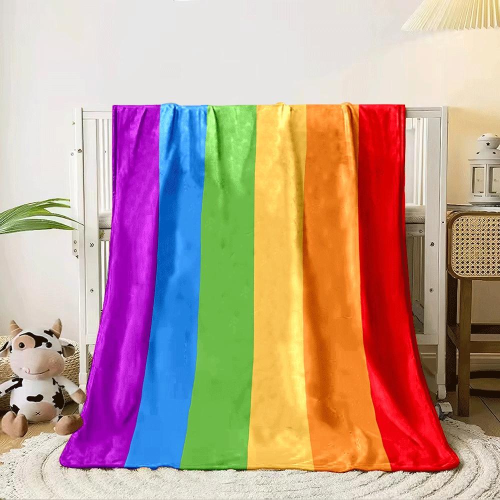 Vertikale Streifen in regenbogenähnlichen Farben: lila, blau, grün, gelb, orange, rot. Decke für alle Jahreszeiten Mittagspause Überwurf Geschenk