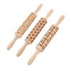 3Pcs Wooden Embossed Rolling Pin Cute Christmas Pattern Engraved Embossing Rolling Pin for Baking