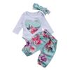 3Pcs Baby Girl Clothes Set Newborn Toddler Girls Clothing Heart Print Long Sleeve Bodysuit +Pants+Headband Outfit Suit