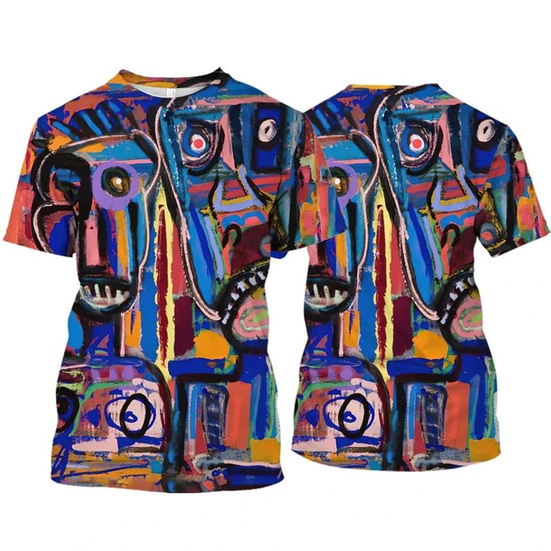 3D Printed Face Graphic T-Shirts  Personalized Abstract Fashion Casual Loose Round Neck Men's and Women's Unisex T-shirts