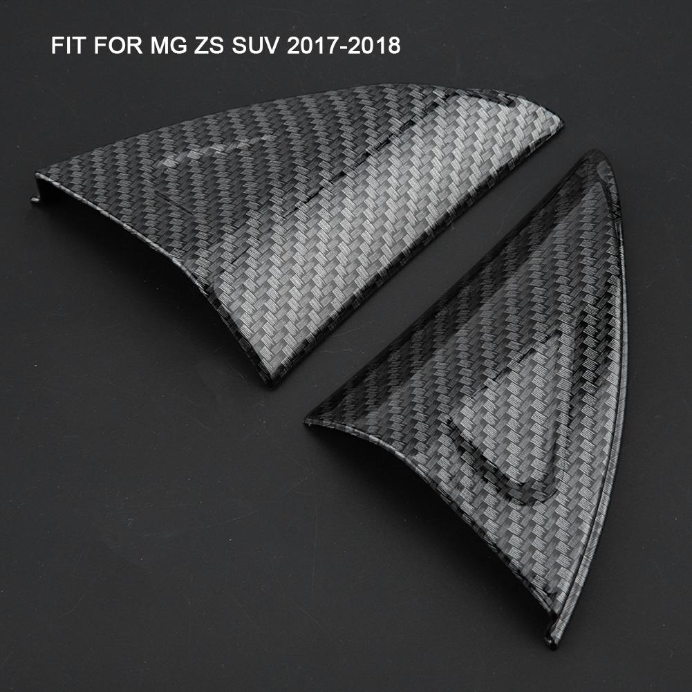 2pcs set Car Door Window Triangle Cover Trim Decorative Sticker for MG ZS 17 18 Carbon Fiber