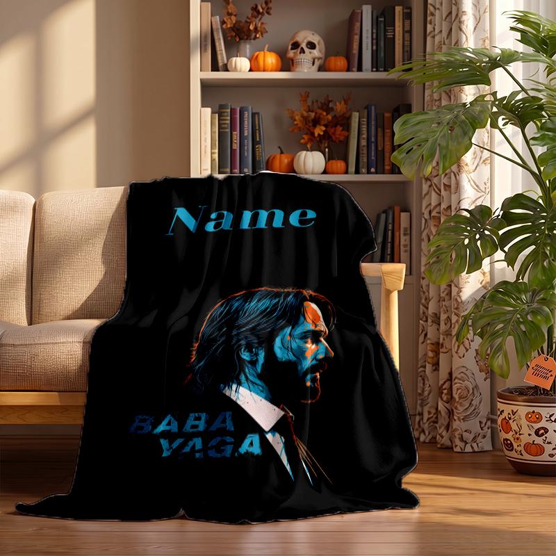 Baba yaga John wick Custom Flannel Blankets Soft Warm Cozy Throws for Home Decor Holiday Gifts