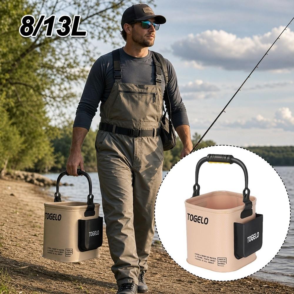 8L/13L Capacity Foldable Water Bucket Suitcase Fishing Bucket New Live Fish Box Outdoor Activities
