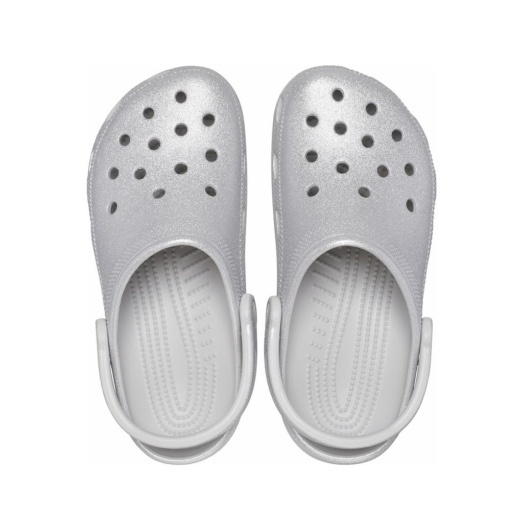Crocs EVA Classic Shimmer Beach Sandals Women Sandals Silver Sequins 205942-0IC
