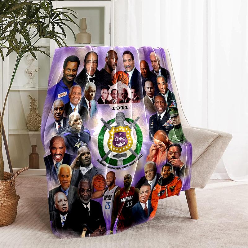 1pc Blanket Omega Psi Phi Print Design, Lightweight Blanket for Sofa, Bed- Soft &Warm, Gift for All Seasons like Christmas, Halloween