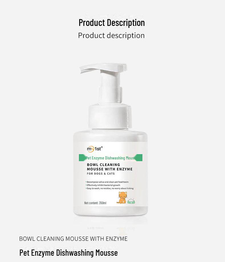 Haustier-Enzym-Protease Spülmousse - Schnelle ölauflösende Pflanzenformel für Haustiergeschirr