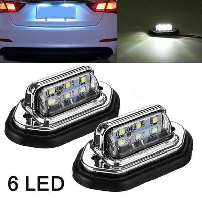 2Pcs Car License Plate Lights 6 LED Universal Car Truck Bus Motorcycle Truck License Plate Light Safety Driving Lamp Light 12V
