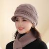 Scarf, Hat Sets Middle Aged Old Aged Mother Hat with Velvet Thickened Rabbit Hair Warm Basin Hat with Fried Dough Twists Autumn Winter