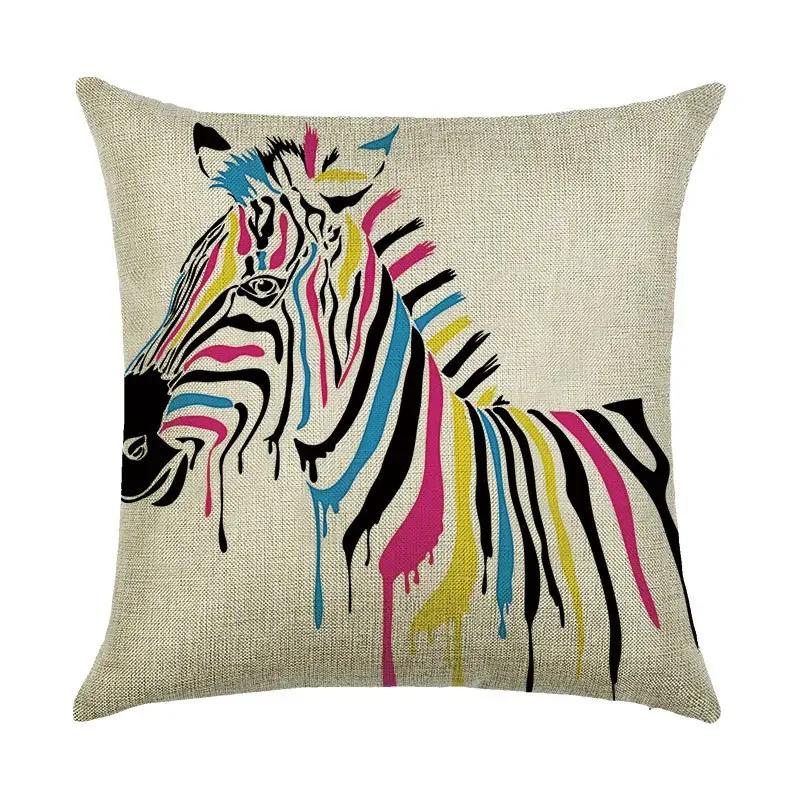 Digital Printing Animal Linen Pillowcase Bedroom Sofa Chair Decorative Cushion Cover