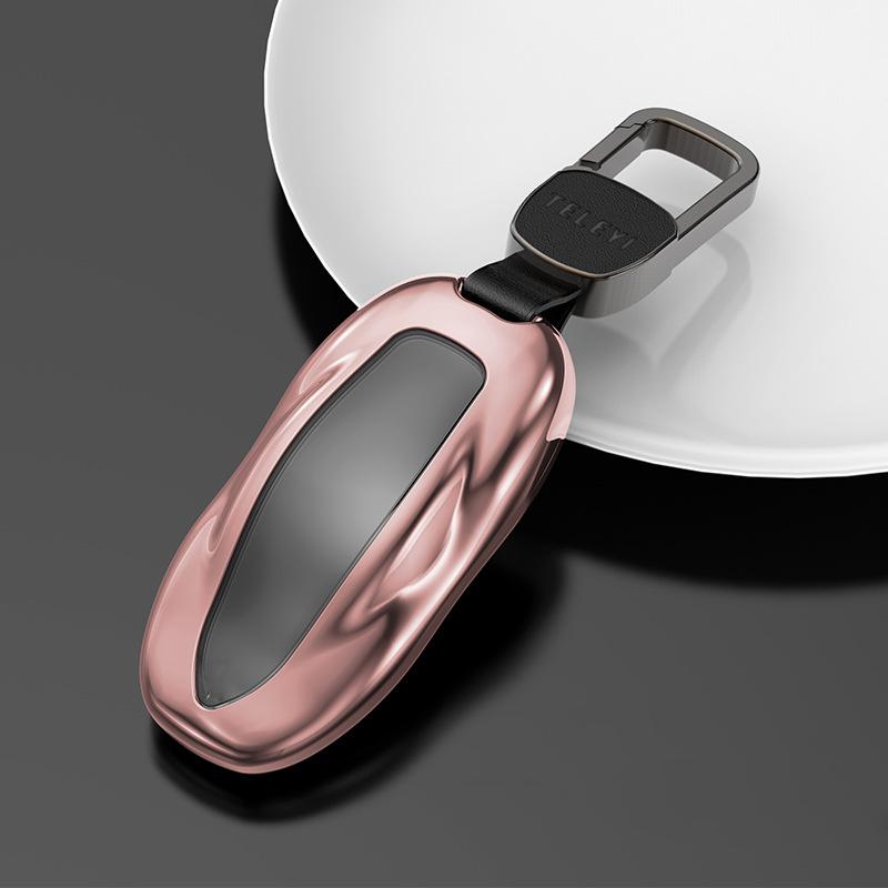 S Car Remote Key Fob Case Cover With Belt Aluminum Alloy Key Shell For Tesla Model S Model 3 Model X Model Y