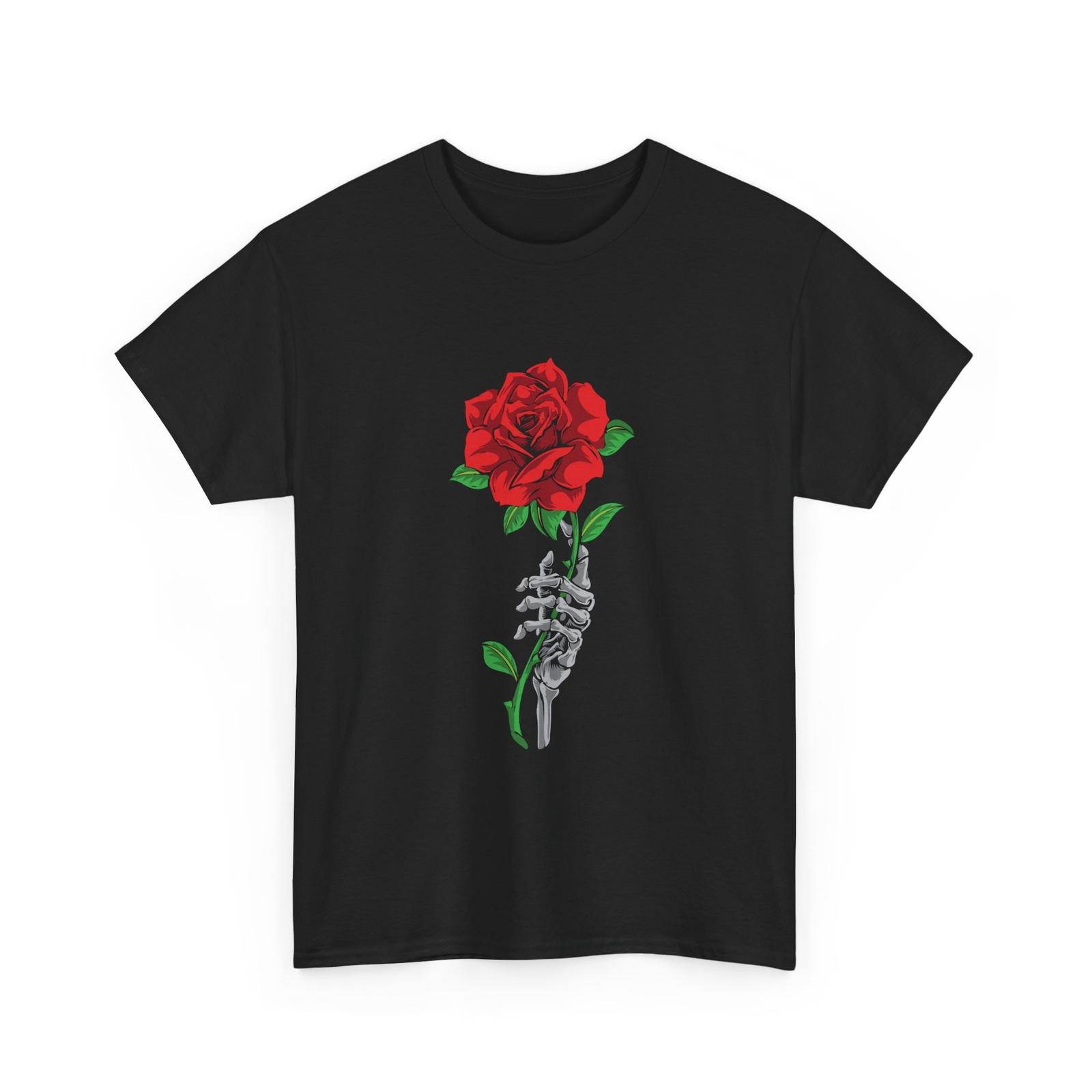 NEW Skeleton Hand Red Rose Flower T-Shirt S разноцветный
