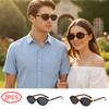 2 Pairs Per Set Men Women Sunglasses Fashion Oval Small Frame Sun Glasses Outdoor Vacation Photography Accessory Eyewear UV400