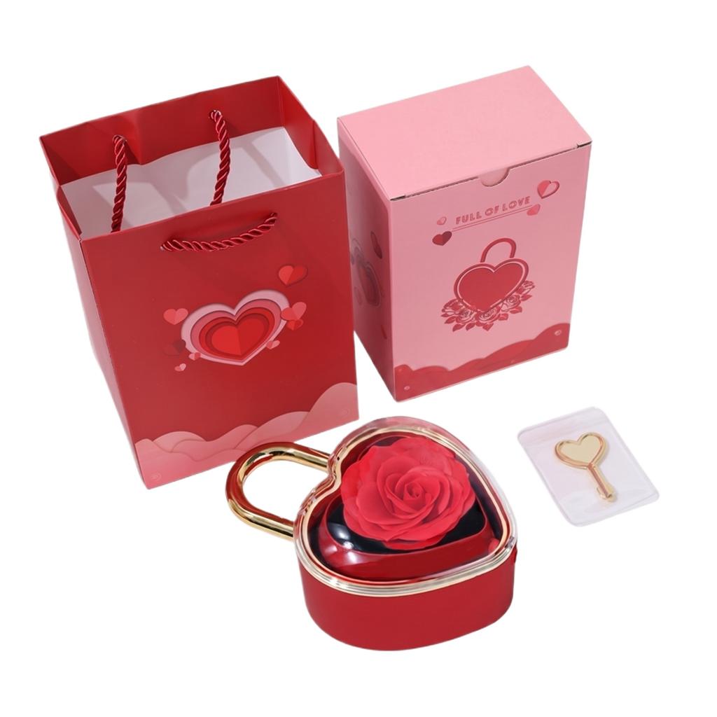 Heart Lock Rose Gift Box For Mother's Day, Jewelry Packaging Box For Rings