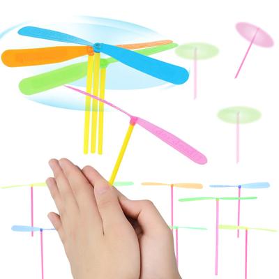 10/20pcs Bamboo Dragonfly Double Flying Leaves Plastic Hand Rubbed Flying Toy Outdoor Interactive Game Party Birthday Gift XJM