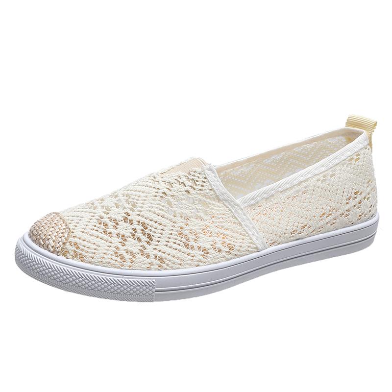 Pantofi plat la modă 2024 Nou de vară Mesh gol respirabil Talpă moale Pantofi casual tip mocasin pentru femeie Confortabili Ușori Pantofi slip-on