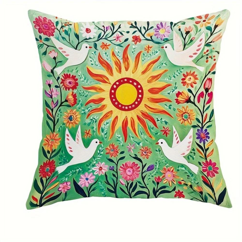 Home Decor Colorful Floral Animal Pattern Pillow Covers Pattern Cushion Cover Suitable For Sofa Bedroom Car Pillow Cover
