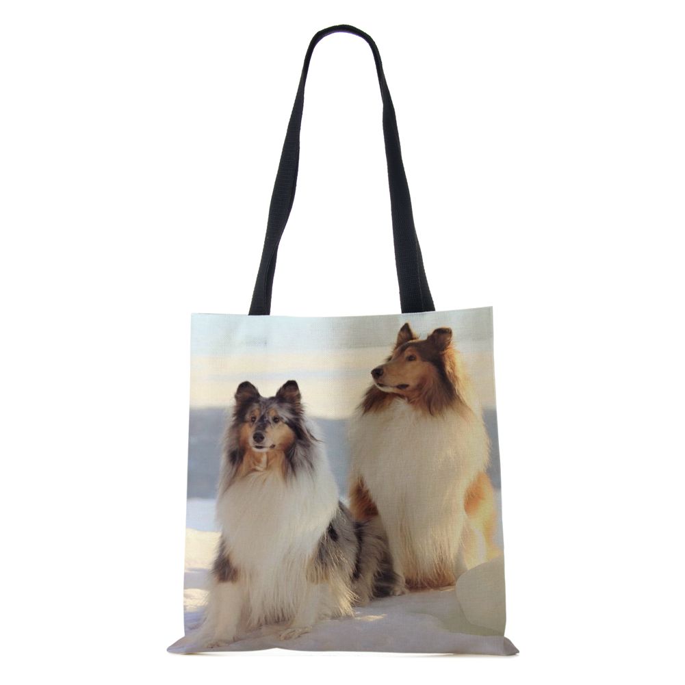 Women Shoulder Bag Shopper Travel Harajuku Canvas Casual Handbag Eco Reused Oil Painting Dog Large Capacity Tote Books Bag CLE