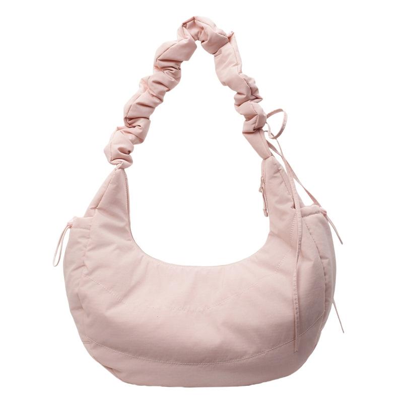 New simple shoulder bag large capacity drawstring pleated dumpling bag Japanese literary and artistic versatile portable messenger bag