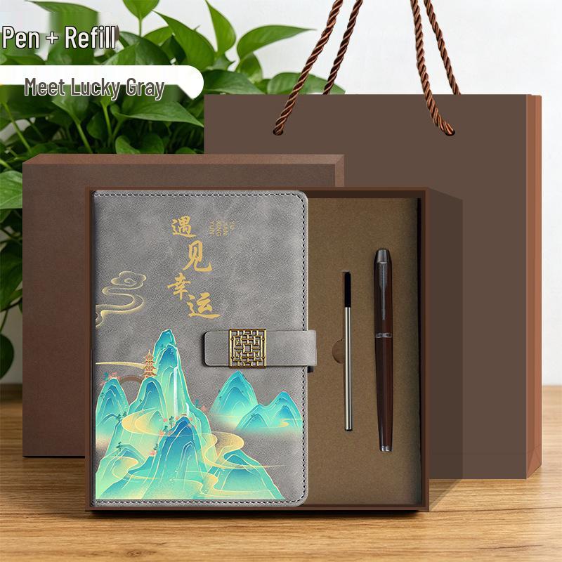 A5 Chinese Style Magnetic Buckle Diary & Notebook Gift Set